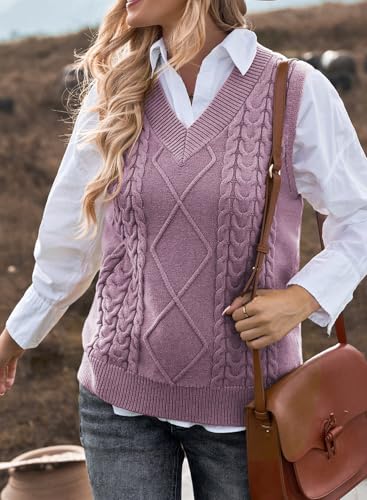 Image of EVALESS Oversized Sweater Vest for Women V Neck Sleeveless Solid Color Loose Pullover Sweater