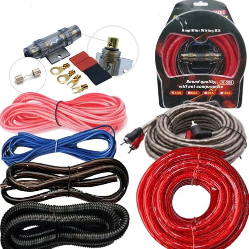 4 Gauge Amp Wire Kit for Car Audio Accessories, Car Audio Cable Kit Amplifier Install Amp RCA Subwoofer Sub Wiring (2300W)