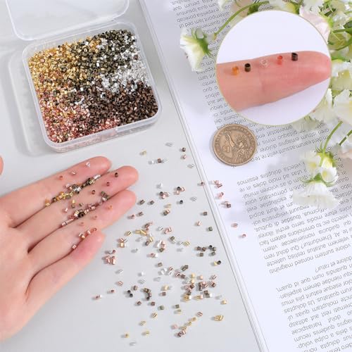 SOFPLATE 1 Box 3000Pcs 5 Colors 2mm Crimp Tubes Jewellery Crimp Beads Bulk Wire Cord End Caps Stopper Loose Bead Spacers 1.5mm Hole for Jewellery Making Necklace Bracelet Earrings Supplies DIY Crafts - Image 3