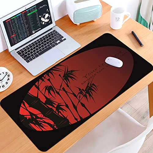 SHIVNAMI Alfombrilla Raton Grande Gaming Mouse Pad,Bambú japonés en Red Sun Japan Chinese Oriental China Beauty Branch,Lavable, Antideslizante Diseñada para Gamers, Trabajo de Oficina