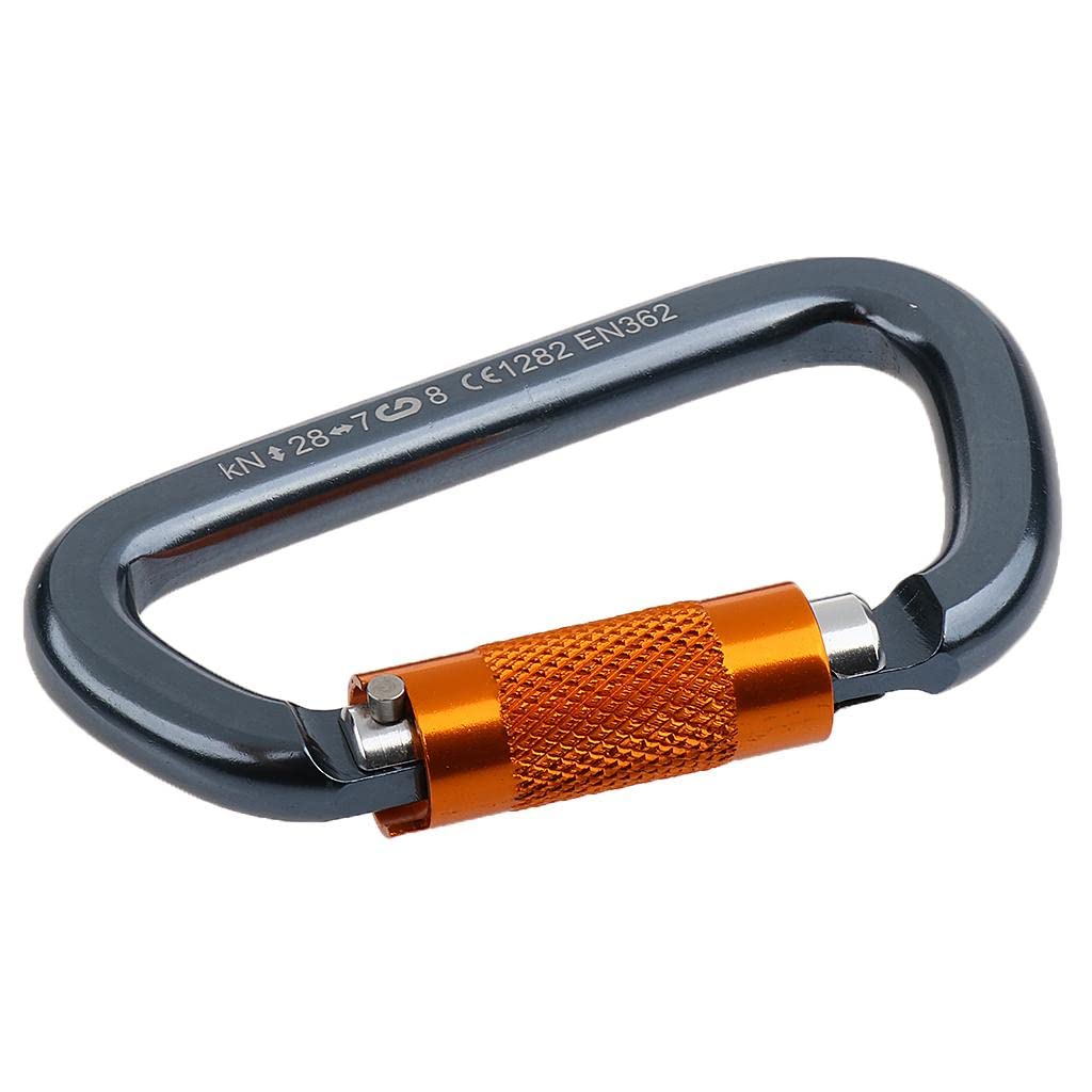 Qianly Mosquetón de Aluminio con Anilla en D de 28 KN con Bloqueo Giratorio + 20 KN Fijo