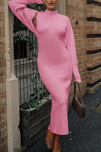 PRETTYGARDEN Women's Fall 2 Piece Outfits Knit Long Sleeve Cropped Cardigan Pullover Sweater Maxi Dress Sets Winter Clothing