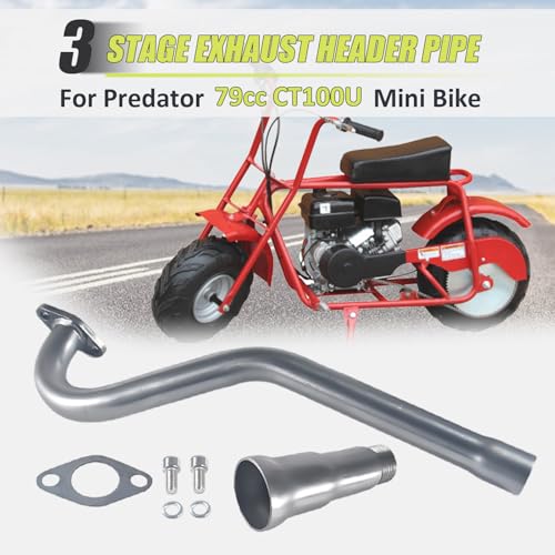 Image of 3 Stage Exhaust Header Pipe For Predator 79cc 98cc 3HP For Coleman CT100U Mini Bike