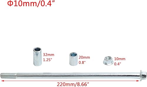 Miniatura 3 de Minho Eje delantero trasero de 0.394 in y 8.661 in con buje de 0.236 in, 0.787 in, 1.260 in, apto para motocicleta, Pit Dirt Bike ciclomotor,