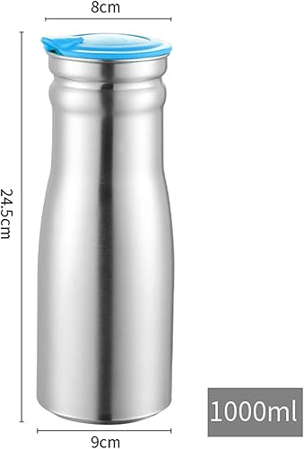 Miniatura 8 de Jarra de agua de acero inoxidable de 1 litro con tapa aislada, jarra de café térmica de acero inoxidable de doble pared al vacío, termo para café,