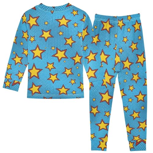 Pajama Sets Long Sleeve Blue with Yellow Stars Soft Comfy Sleepwear 2 Piece PJS 3-8T3