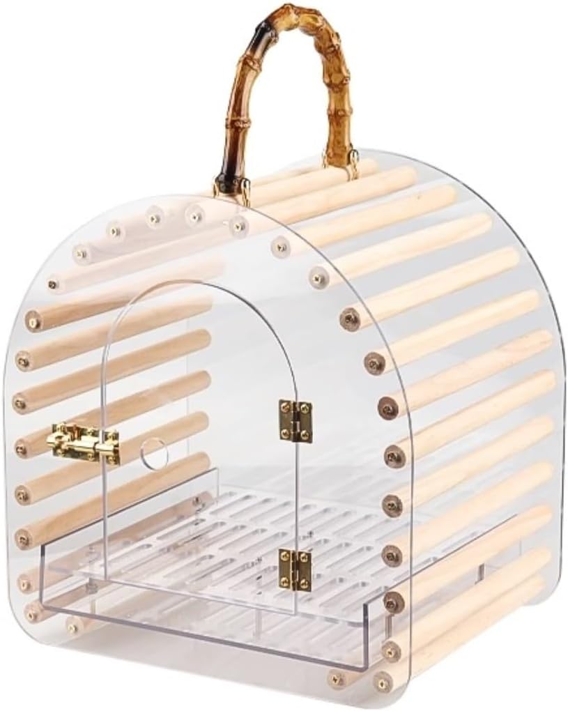 Birdcage Transparent Bird Cages Clear View Bird Carrying Cage Portable Hand Held Travel Birdcage with Perch for Small Bird Bird Flight Cage