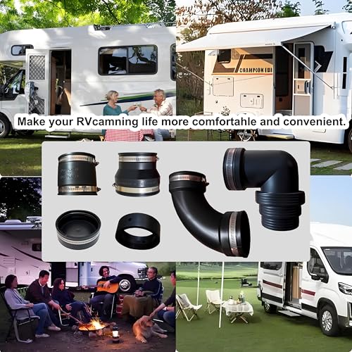 Image of RV and Camper Sewer Waste Plumbing Connection System Kit Compatible with 3 inch PVC Pipe RV Sewer Hose RV Sewer Adapter 6 Pcs Set with Storage Bo (6pcs set)