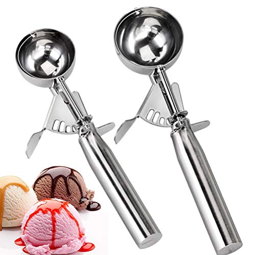 Colher de sorvete de aço inoxidável BESTONZON com gatilho, colher de biscoito, colher de melão e bat