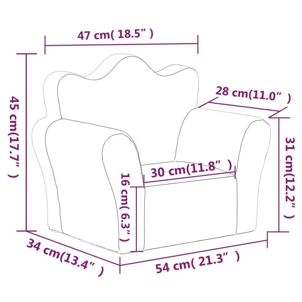vidaXL Sofá para Niños, Sillón con Respaldo Reposabrazos, Mini Sofá Infantil, Asiento Sofá para Dormitorio Sala de Juegos, Felpa Suave Gris Claro