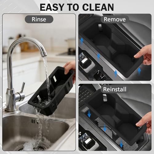 Image of Cup Holder Insert for 2026 Toyota RAV4 Hybrid, Anti-Slip Silicone Cup Holder Liner Set, Waterproof Cup Holder Mat, No Rattling Drink Holder Pads, Easy to Clean Interior Accessories