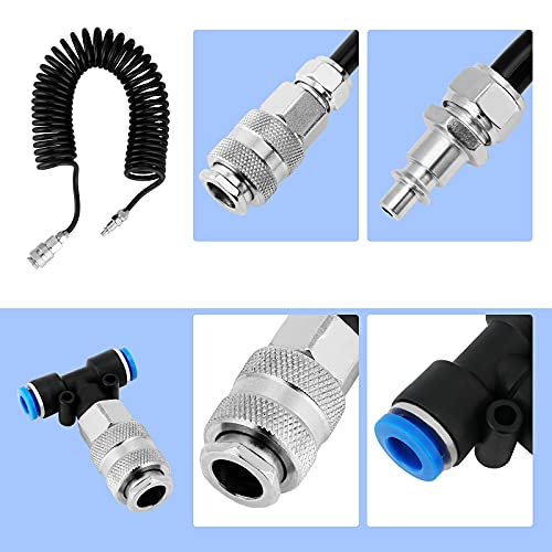 Miniatura 8 de Knpwer Pistola De Soplado De Aire 5 M, Manguera Espiral, Manguera Flexible Para Camiones Para Limpieza De Polvo, Enchufe Negro