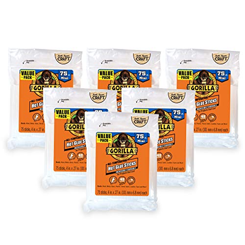 Up To 40% OFF Gorilla Hot Glue Sticks, Mini Size, 4 Long x .27 Diameter, 75 Count, Clear, (Pack of 6) Review Gorilla Hot Glue Sticks, Mini Size, 4 Long x .27 Diameter, 75 Count, Clear, (Pack of 6)