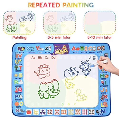 Image of PATPAT Water Doodle Mat 40 X 30 Inches, Fruit Alphabet Magic Drawing Mat with 3 Pens, 8 Small EVA Template, 4 Plastic Template, 1 Roller Set, 1 Picture Album for Girls Boys Age 3-8 Birthday DIY Gifts