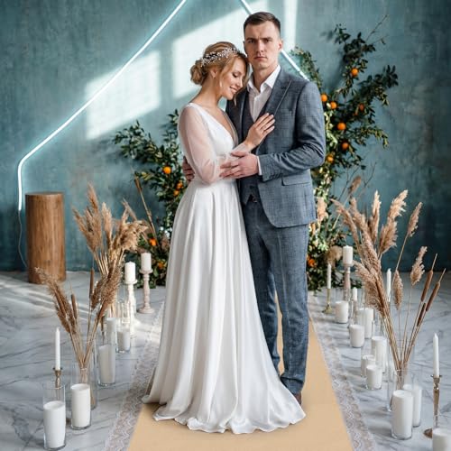 Breling 3.3ft x 23ft Burlap Wedding Aisle Runner Outdoor for Wedding Ceremony Wide Natural Jute Rustic Burlap Aisle Runner with Lace for Outside Beach Lawn Garden Church Reception by Breling - Image 4