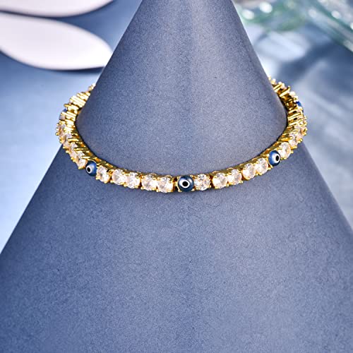 Evil Eye Bracelets for Women 18K Gold and Silver Filled with 4MM Cubic Zirconia Tennis Bracelet Evil Eye Jewelry4
