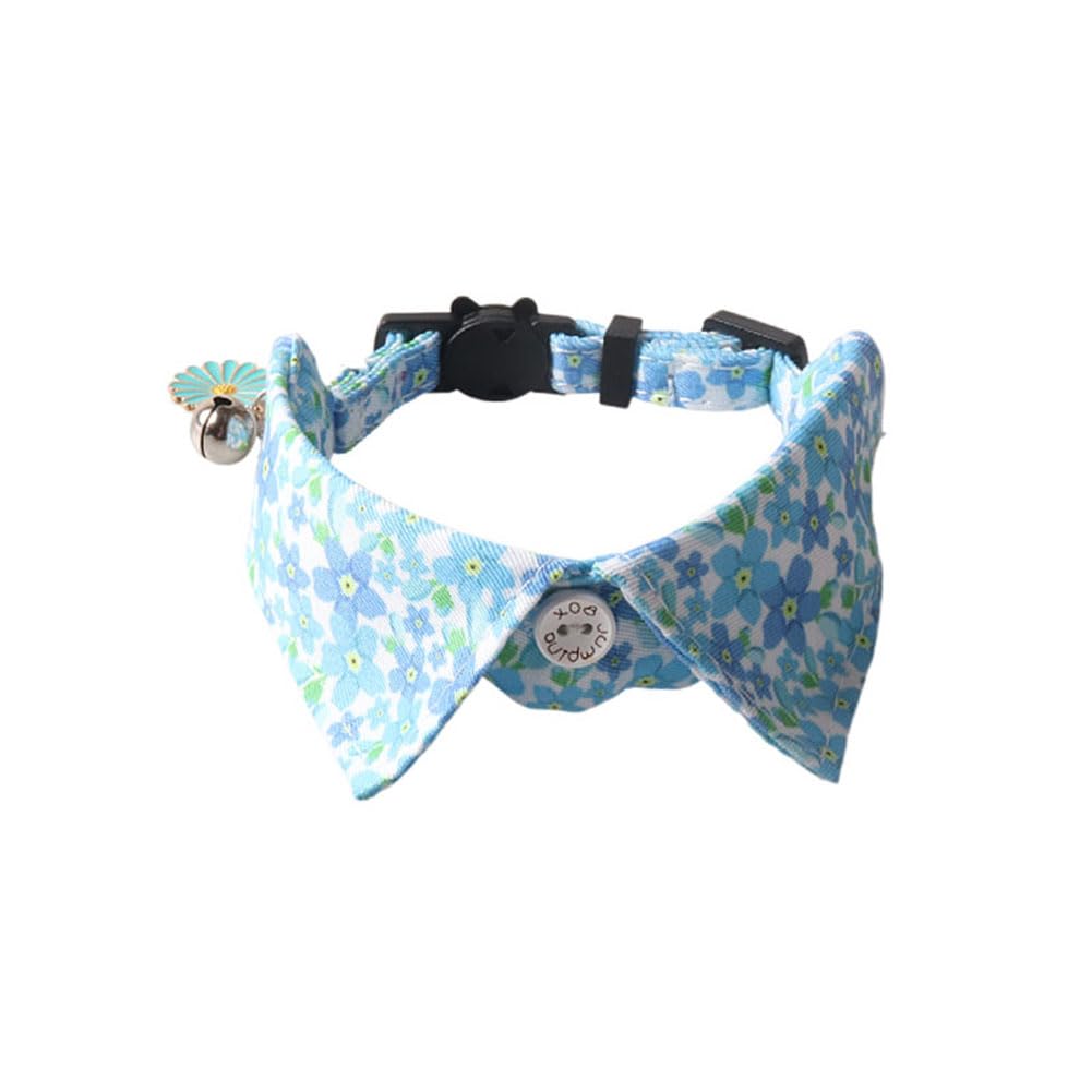 BT Bear Cute Style Small Dog Collar with Bell Adjustable Quick Release Cat Collars for Small Dogs Puppy Light Blue