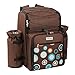 anndora Picknickrucksack 4 Personen mit integrierter Kühltasche braun Blaue Kreise inkl. 29-teiliges Zubehör