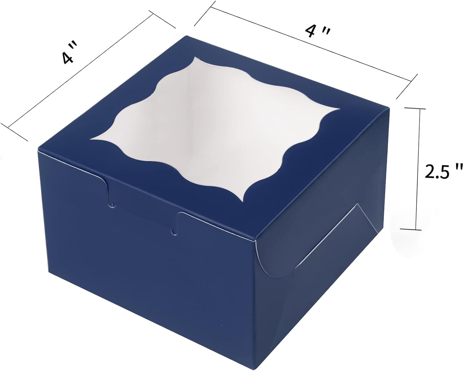 KPOSIYA 60pcs Small Cookie Boxes with Window, 4x4x2.5 Blue Bakery Box image 4