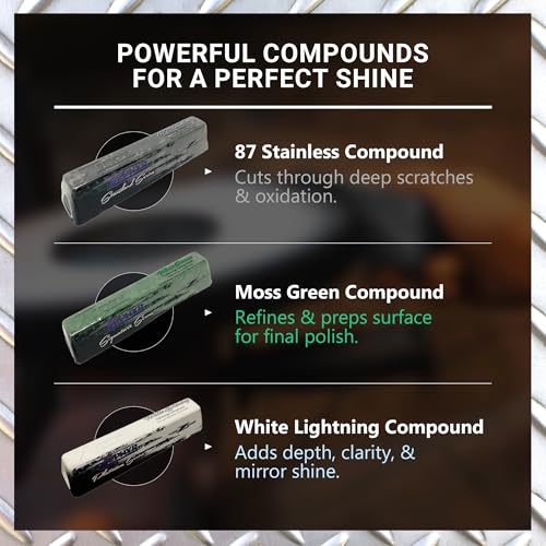 Image of Zephyr - Stainless Steel Polishing Kit with Buffing Wheels, Polishing Compounds & Metal Polish - for Deck Plates, Air Breathers, Stainless Trim, Flatwork, & More