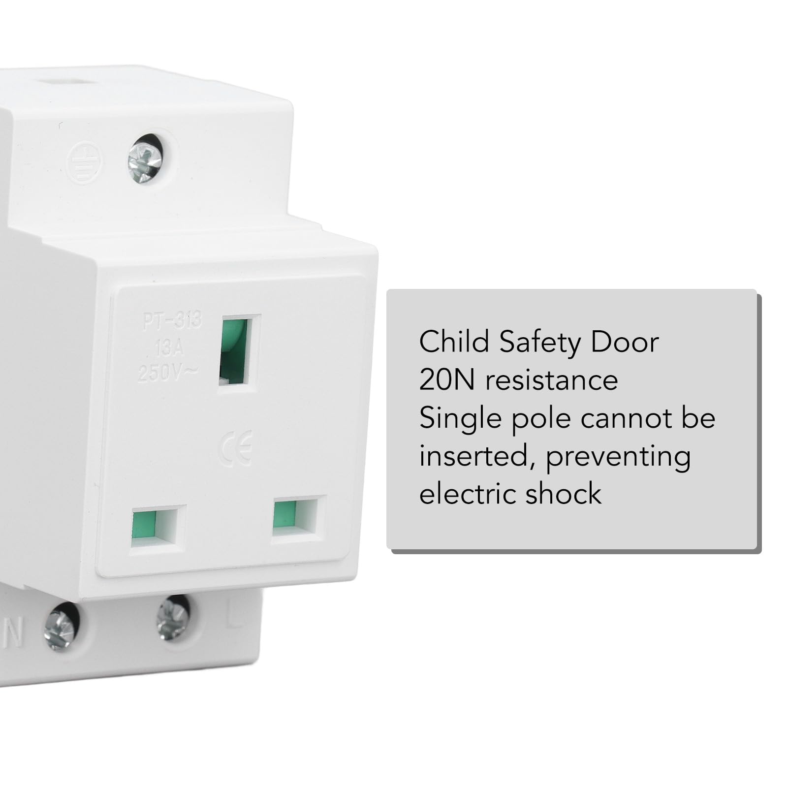 Din Rail Plug Socket, Built in Protective Connection Earthed Outlet Modular Socket for Distribution Panel - Image 3