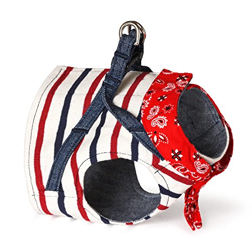 【犬と生活】ボディハーネス トリコボーダー襟付き 《胴輪 ボーダー 可愛い》 (1号)