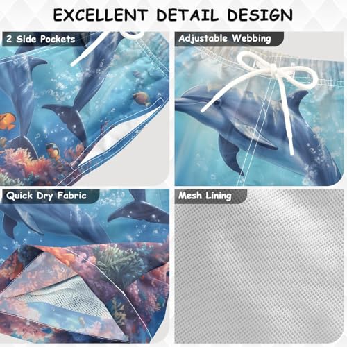susiyo Boys Swim Trunks Dolphins Ocean Toddler Swim Shorts Quick Dry Beach Board Shorts Little Boy Bathing Suits Swimwear3