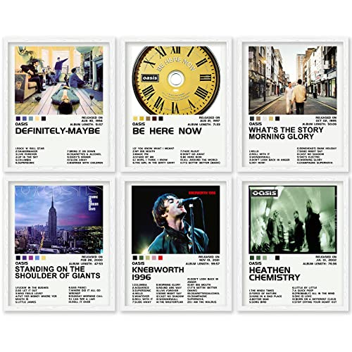 Oasis,6 pósters de lona para álbumes, póster sin marco, impresión única de 8x10 pulgadas,...