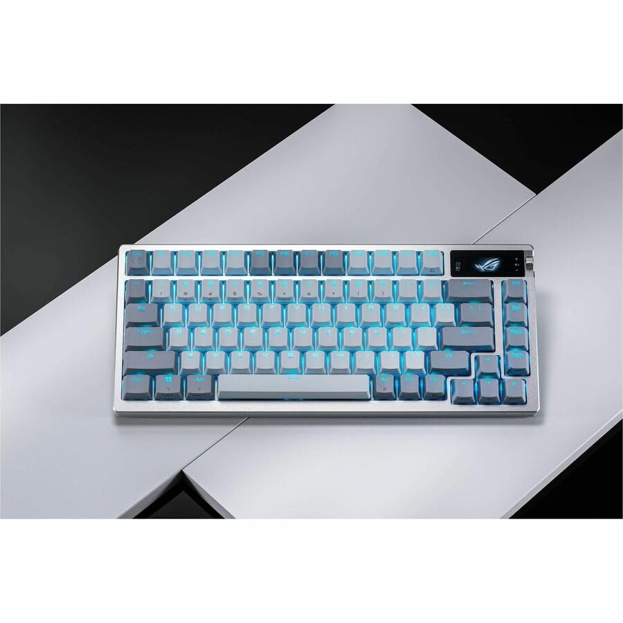 Image of ASUS ROG Azoth Wireless Mechanical Gaming Keyboard - 75% TKL, Tri-Mode Connectivity, Hot Swappable Pre-lubed ROG NX Storm Clicky Switches, PBT Keycaps, RGB, OLED Display, PC /Mac Support - White