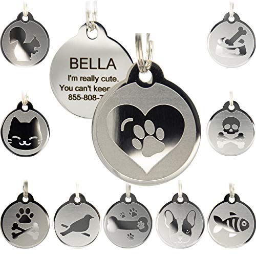 Custom Engraved Stainless Steel Pet ID Tags - Engraved Personalized Identification Durable & Long Lasting Dog Tags, Cat Tags