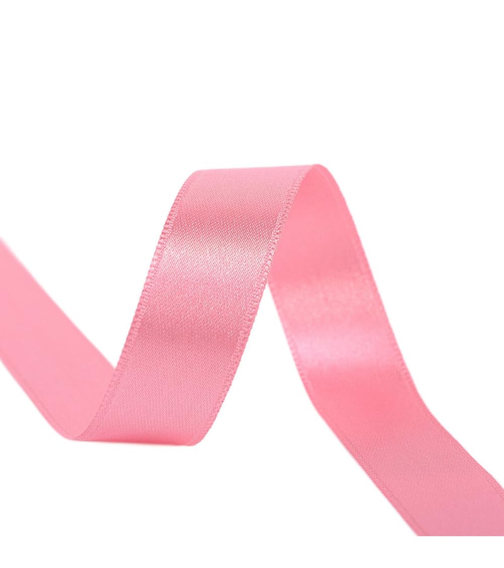 PST C076 - Bobina di Nastro Satinato Double-Face, 25 m, 50 mm, Colore: Rosa Caramella
