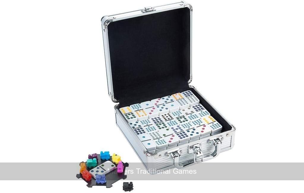 Hot Sports Mexican Train Double Twelve Dominoes in Aluminium Case
