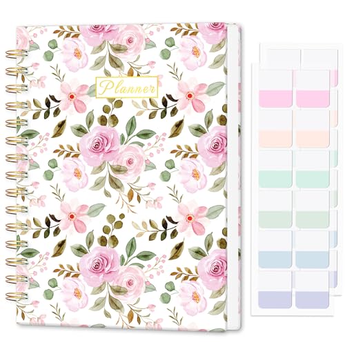 Undated Weekly and Monthly Planner 12-Month To Do List Notebook Organizer with Goal & Habit Tracker Monthly Calendar Spiral Productivity Journal Ideal for Work School & Home 6.5 x 8.5 Rose