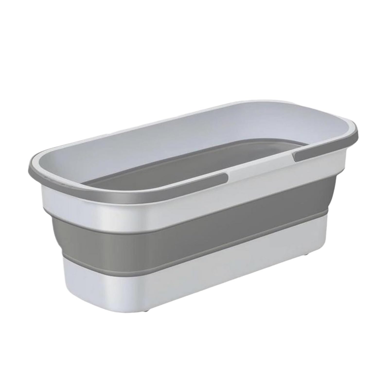 Vadrouille à Seau Pliante, Portable, Pliable avec Roue, Bassin Multifonctionnel, Articles ménagers, Camping-Car(White Gray)