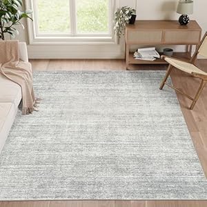 Valenrug 5×7 Washable Rug – Stain Resistant 5×7 Area Rugs for Living Room, Non Slip Backing Printed Rugs for Bedroom, Folable Machine Washable Area Rug(5’x7′, Grey)