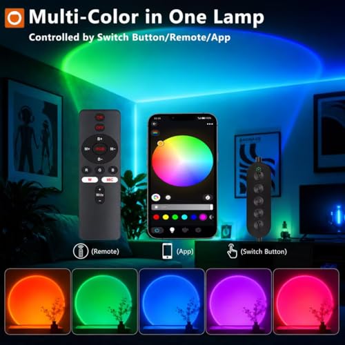 Image of Sunset Lamp Projector with Remote Control, Multiple Colors LED APP Control Sunset Light Three Control Methods Night Light for Room Decor /Christmas Gift /Photography /Party /Bedroom Decor