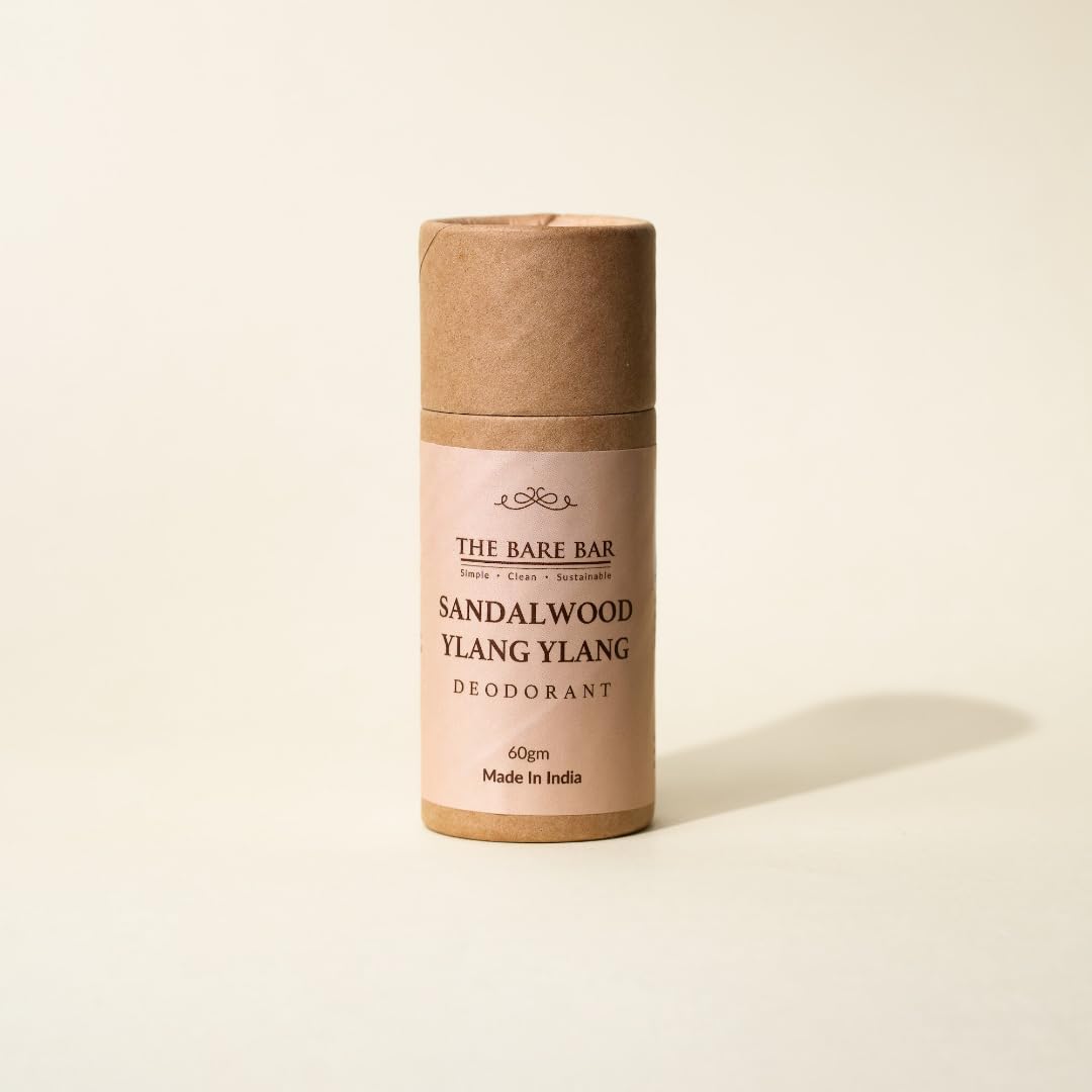 The Bare Bar Sandalwood Ylang Ylang Deodorant Stick - 60 gm | Woody floral Fragrance| Odor & Sweat Control | Gentle, Natural formula and Chemical free| Good for all skin types | Travel Mini Size Solid Deodorant for Men & Women