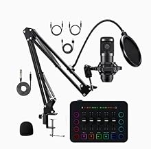[🎵Studio-level Vocal Clarity] The heart-shaped directional pickup pattern of the condenser microphone focuses on your voice for crystal-clear sound. with 48v power support, it delivers studio-level vocal clarity and richness, perfect for streams. [🎵I...