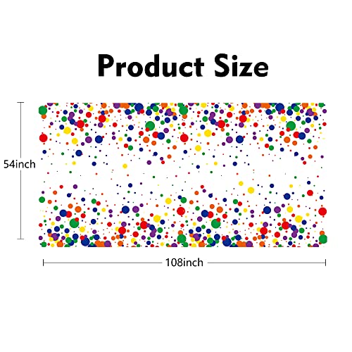 Rainbow Dot Tablecloth Colorful Polka Dot Tablecloth 54"X108" Rectangle Polyester Fabric Table Cover For Rainbow Birthday Baby Shower Christmas Carnival Festival Paint Theme Party Decor Supplies #TOP1