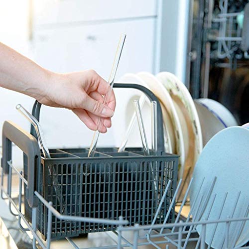 HALM pajitas de vidrio 23 cm de largo 4 unidades rectas reutilizables pajillas de cristal + cepillo de limpieza sin plástico sorbetes vidrio cañitas - imagen 5