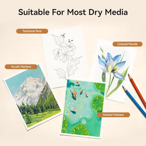 Arrtx Premium A5 Sketchbook, 96 Pages 230 GSM 50% Cotton Acid-Free Paper | Hardcover Art Sketch Book | 8.3 x 5.9 Inch Thick Drawing Pad for Watercolor, Ink, Pencil image 11