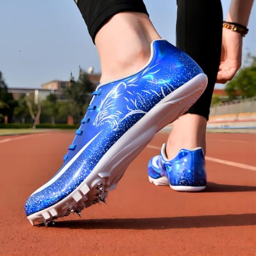 UVCDE Tênis masculino Track Spikes Athletic Sprint Jumping Racing Training Tênis profissional de cor