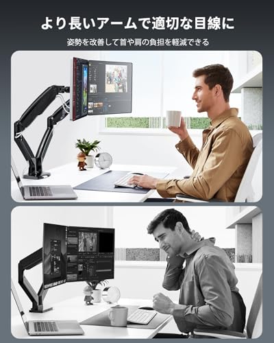 HUANUO モニターアーム デュアル USBポート付き 13~35インチ対応 HNDS7 の商品画像 4