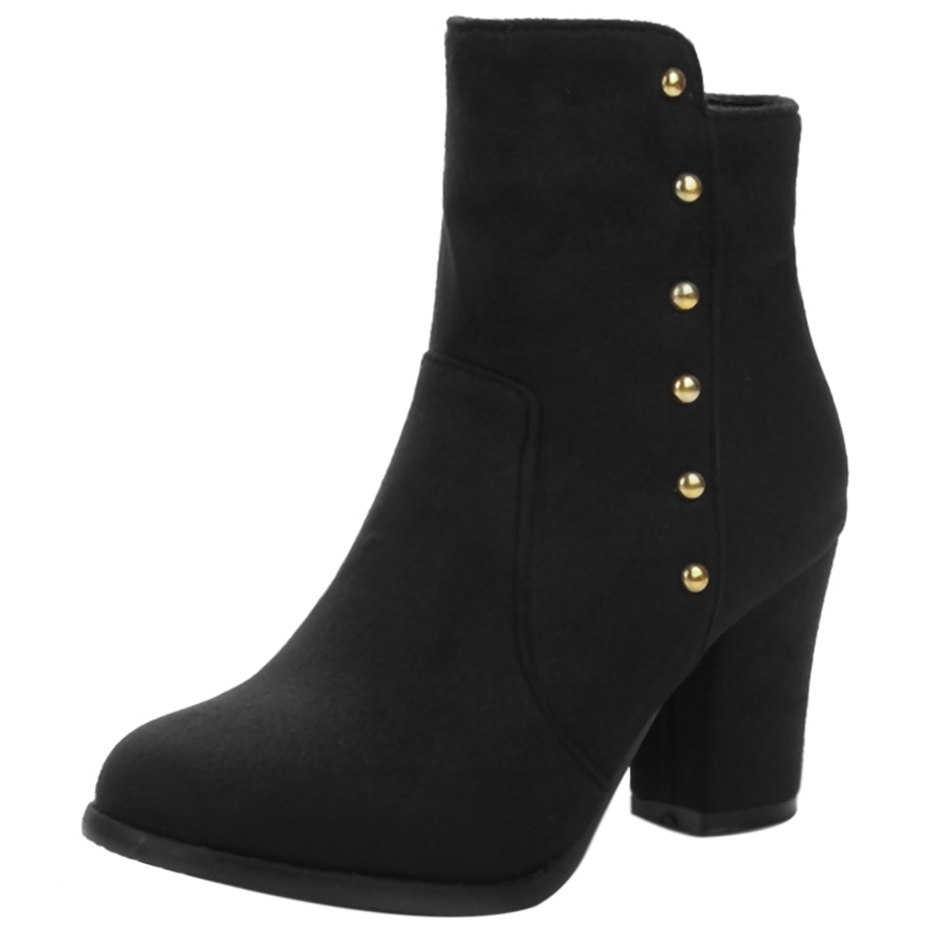 Lizoleor Block Heel Round Toe Concise Suede Women Ankle Boots