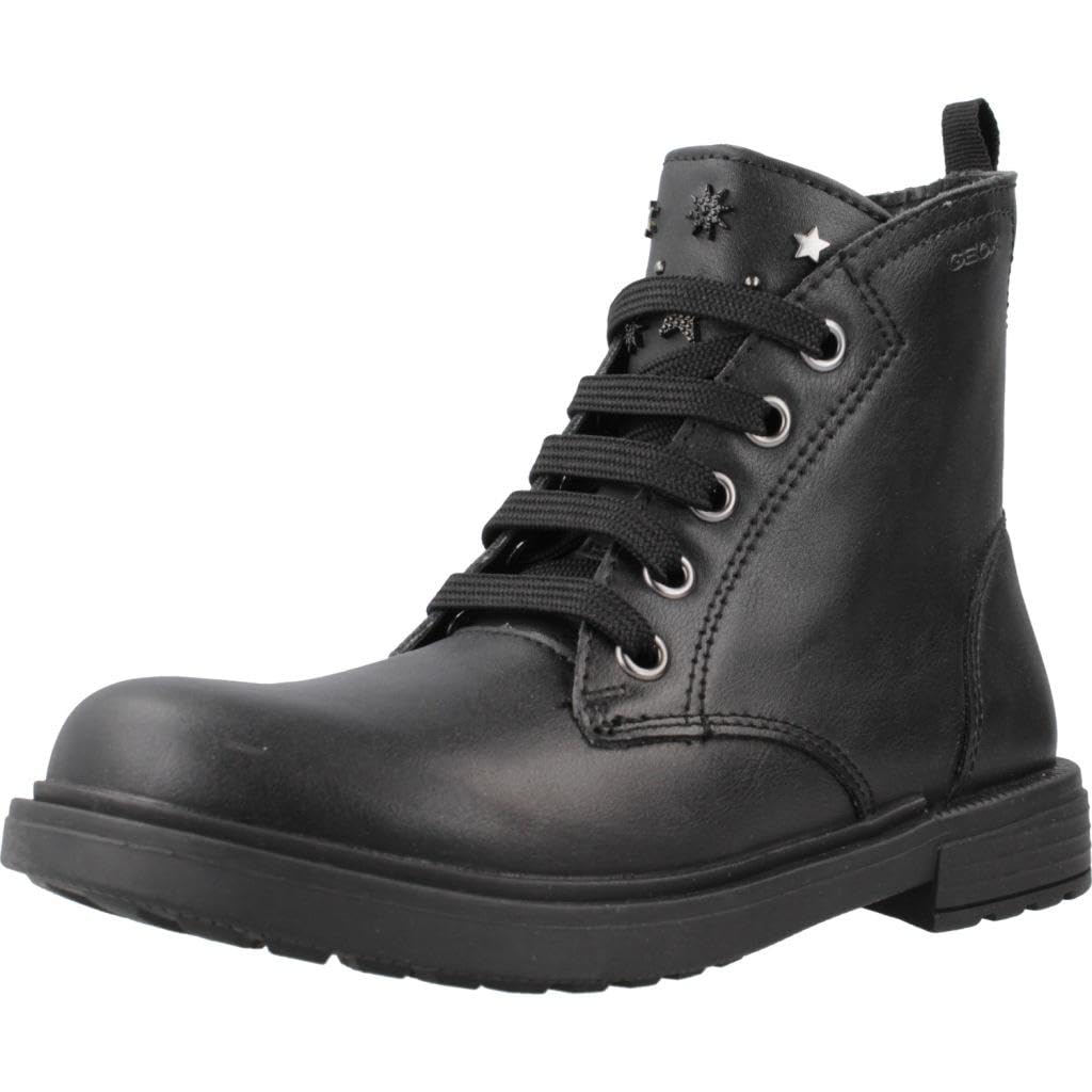 Geox Girls' J Eclair GirlAnkle Boot, Black Gun, 6.5 UK
