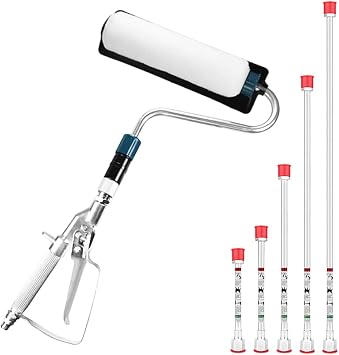 Airless Paint Sprayer Roller Inner Feed for High Pressure Airless Spray Gun,with Five Extension Pole Rods of Different Sizes8in 12in 20in 30in 40in