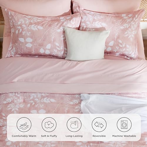 Bedsure Floral Pink Comforter Set, Full Bedding Sets, 7 Piece by Bedsure - Used condition - Image 2