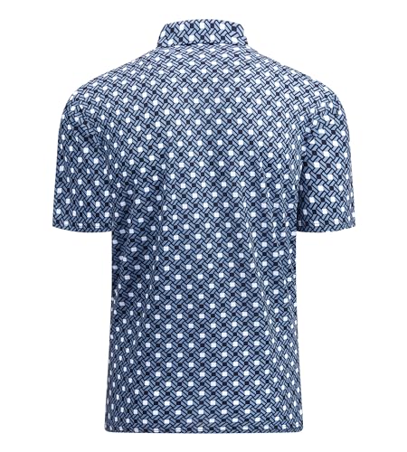 Alex Vando Mens Golf Shirt Moisture Wicking Quick-Dry Print Performance Polo Shirts for Men