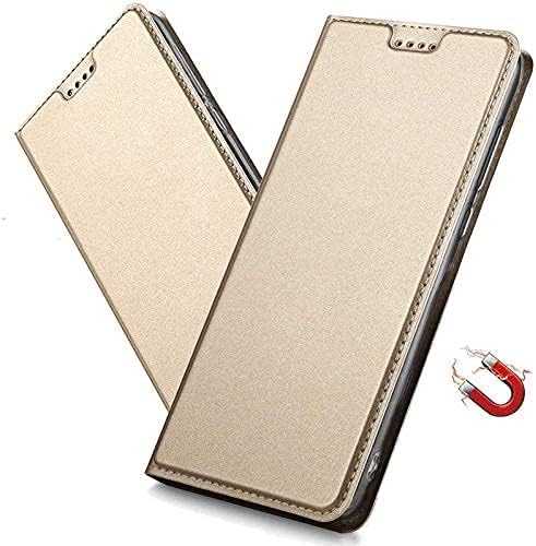 Slim Magnetic Card Holder Stand Leather Flip Case Cover for vivo V9 Youth - Gold