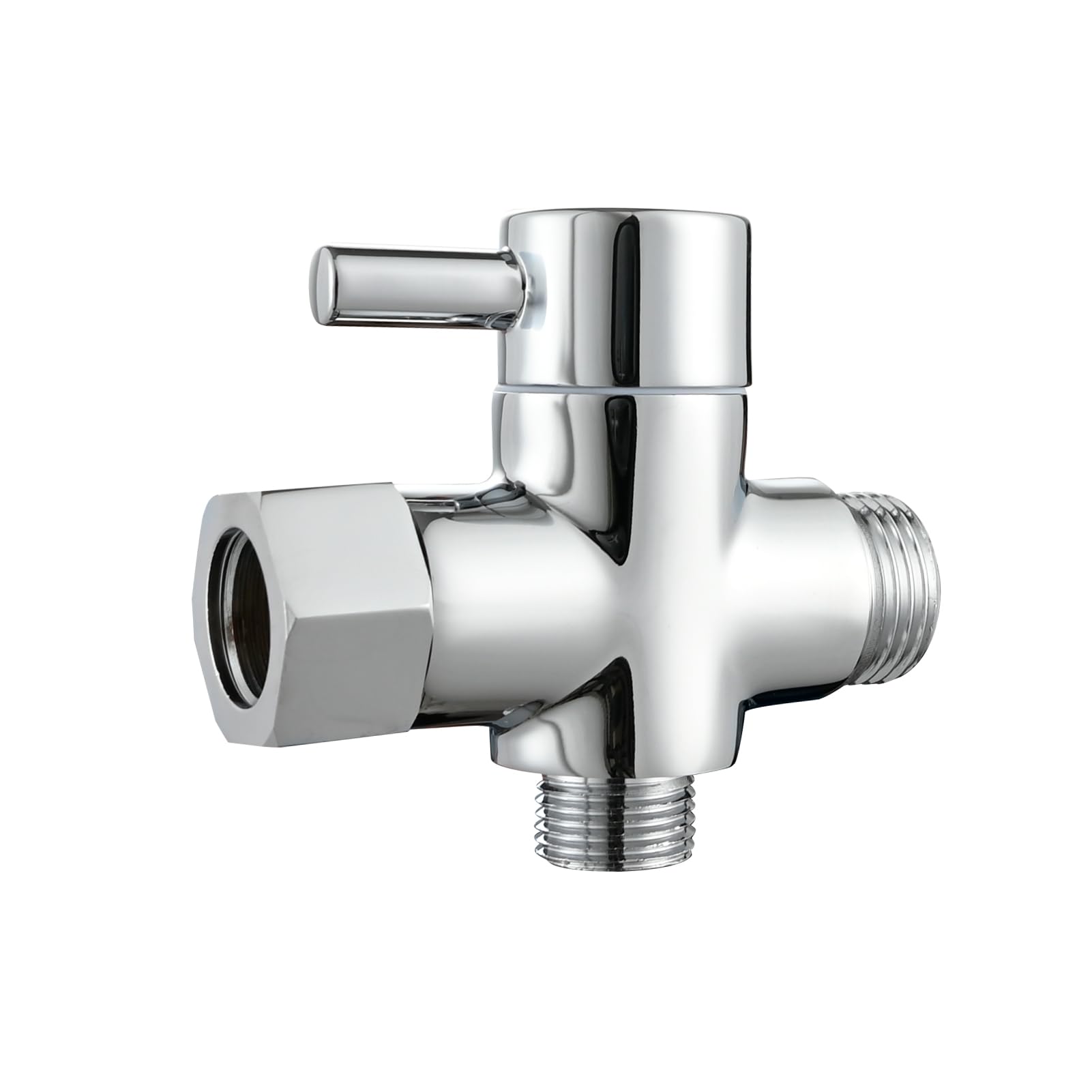 Tecmolog Robinet WC 3 Voies en Laiton Valve Inverseur de Douche 3/8" pour Toilette, Chromé, DSF007F